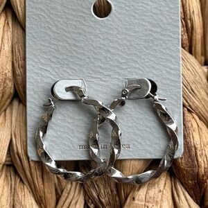 Twisted Silver Hoop Earrings
